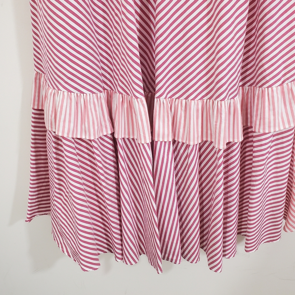 NWT Anthropologie Maeve Penny Ruffled Midi Skirt Pink Striped Tiered Boho XS - Picture 4 of 13